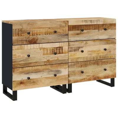 Produktbild von Sideboards 2 Stk. 60x33x75 cm Raues Mangoholz