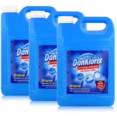 Produktbild von DanKlorix Hygiene-Reiniger Original mit Aktiv-Chlor 5L (3er Pack)