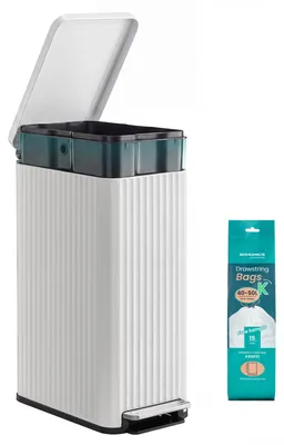 Obrázok produktu pre SONGMICS, kôš na odpad, kuchyňa, 50 litrov, pedálový, s tichým zatváraním, z ocele – biely