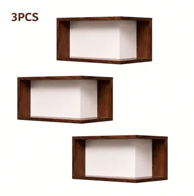 Immagine prodotto di Mensole a muro - Scaffali angolari in legno - Set da 3 pezzi - Salvaspazio - Rettangolari - Da montare a parete - Ideali per soggiorno e camera da letto