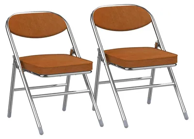 Produktbild von Klappstuhl Gepolstert Cord Orange 2er Set 46,5 x 79 cm