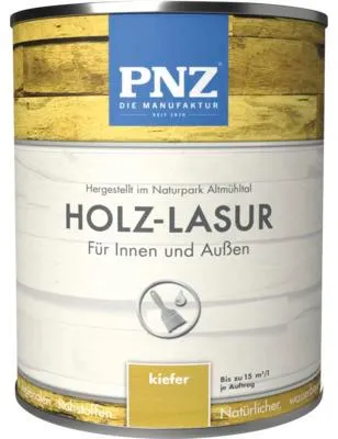 Produktbild von PNZ Lasur Holzlasur für Innen und Außen atmungsaktiv extrem hoher Wetter- und UV-Schutz kiefer 750 ml