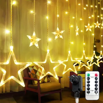 Sternen-Lichterkette warmweiß, 138 LEDs, 10 m, 8 Modi