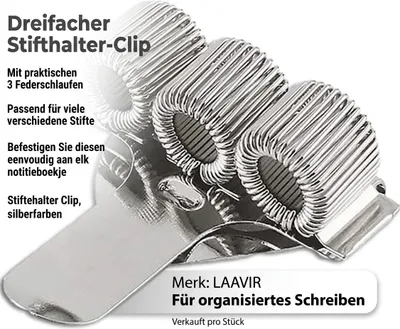 Produktbild von Laavir® Metall-Stifthalter - Stiftclip - Stifthalter für 3 Stifte - Stifthalter für Pflegekräfte - Pen Loop