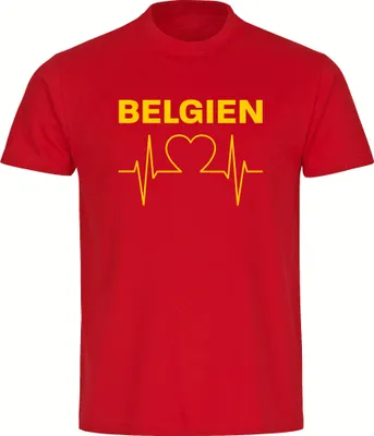 Produktbild von multifanshop Herren T-Shirt - Belgien - Herzschlag, rot, Größe XL