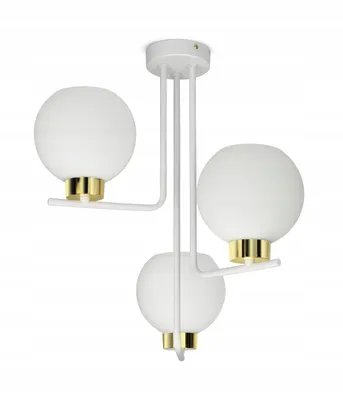 Zdjęcie produktu dla Lampa Wisząca Sufitowa Żyrandol Biała Szklane Kule White Glass C3 LED E27