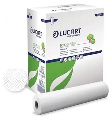 Obrázok produktu pre Papier na vyšetrovací stôl, 2 vrstvový, 55 cm x 80 m, 6 roliek, LUCART "Eco MR 55/80", biela