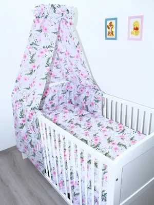 Produktbild von Primawela-Baby Bettwäsche Set- 5 teiliges Set mit Vollstoff Himmel Bettset Nestchen - 10.Flowers