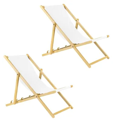 Image de Transat pliable en bois pour la plage et le jardin