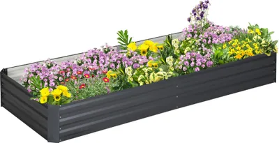 Produktbild von Stahl-Hochbeet,offenerBoden,einfacherAufbau,95Lx90,5Bx29,8Hcm,Grau