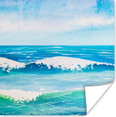 Produktbild von MuchoWow® Poster Golf - Meer - Aquarell 75x75 cm - Wand Dekoration