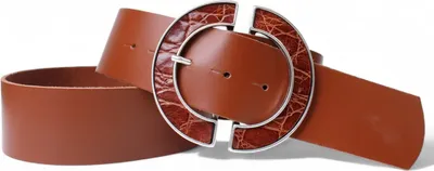 Produktbild von Taillengürtel Damen Echtleder 5 cm breit, Kroko-Schnalle, Ledergürtel FRONHOFER