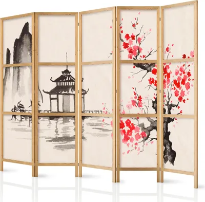 Obrázek produktu pro Orient Japonský paraván 225x172 cm 5dílný béžový
