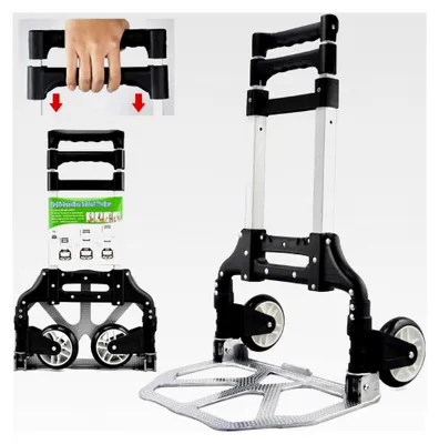 Produktbild von Klappbare Sackkarre mit Gummirädern, Handwagen mit Anti-Rutsch-Handgriff, Transportwagen bis 75 kg belastbar
