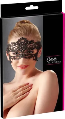 Zdjęcie produktu dla Cottelli ACCESSOIRES Maska haftowana z koronkową wstążką czarna