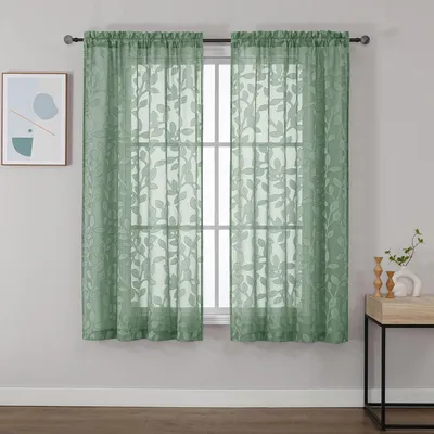 Obrázok produktu pre OVZME, priehľadné závesy, dĺžka 160 cm, 2 kusy, vhodné do obývačky, vzor Jacquard
