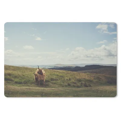 Produktbild von MuchoWow® Mauspad Mousepad Schottische Highlander - Gras - Wolken - Tiere 27x18 cm - Mousepads - Maus Mat - Pad - Mausunterlage - Büroartikel - Desk Matten