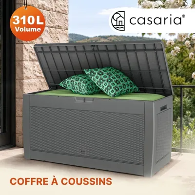 Image de CASARIA Coffre de Rangement Gris Aspect Polyrotin 310 L