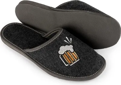 Produktbild von Filzhausschuhe für Herren Hausschuhe mit Bierkrug Geschenk Bier Gr.45