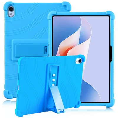 Image de Étui de protection pour tablette Huawei MatePad 11.5 S 2024, en silicone souple résistant aux chocs, avec support intégré, couleur bleu clair