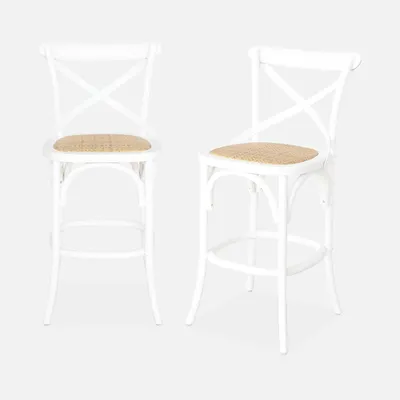 Immagine prodotto di Set di 2 sgabello da bar bistrot vintage legno, Bianco