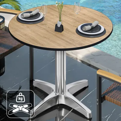 Produktbild von CPBL | HPL Bistrotisch | Ø:H 70 x 80 cm | Eiche / Aluminium | Zusatzgewicht | Rund | Bistrotisch Gastro Tisch