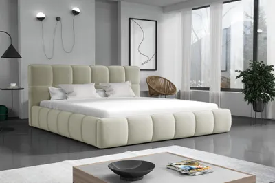 Produktbild von Polsterbett Doppelbett GIOTTO 160x200cm Stoff Magic Velvet Hellbeige