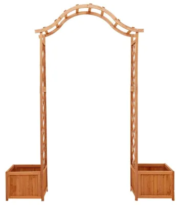 Image de Pergola - Abri de jardin - Pavillon - Tonnelle - Protection solaire - Bois massif de pin - Jardinières intégrées