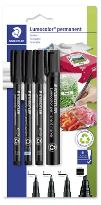 Produktbild von STAEDTLER Lumocolor gemischtes Marker-Set Blisterkarte mit 4 Marker, 60 BK-6