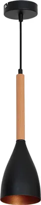 Produktbild von Pendelleuchte Retro "Muza" Schwarz Gold Holz Metall Holz Hängelampe Wohnzimmer Esstisch