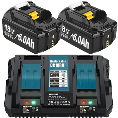 Obrázok produktu pre 18V náhradná batéria pre elektrické náradie - Li-Ion sada BL1830/1840/1850/1860 - 2x6000mAh batérie - dvojitá nabíjačka s výkonom 6A