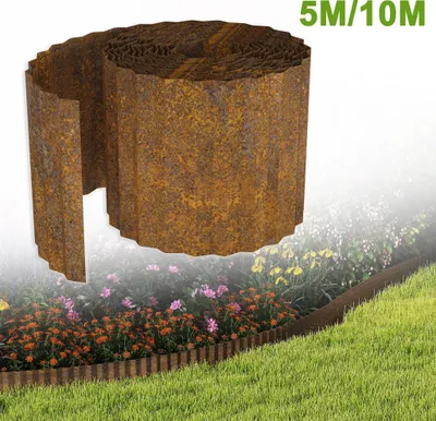 Obrázek produktu pro XMTECH Okrajová lišta pro trávník, kovová, 10 m x 18 cm, pozinkovaná ocel, flexibilní ohraničení záhonů a hrana pro sečení