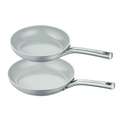 Produktbild von 2-teiliges Set Bratpfanne 24+28 cm, Aluminium, recycelt, grau - b.free