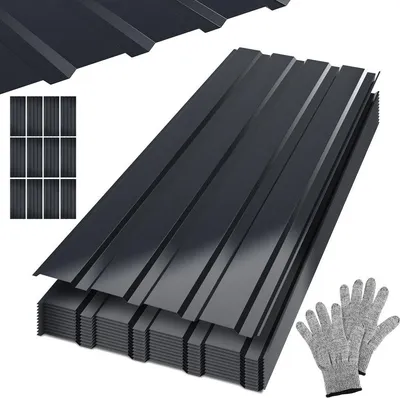 Obrázek produktu pro Aopunly 24x trapézový plech 115x45 cm=12 ㎡ Střešní plech pro přístřešek na auto antracitový profilovaný plech Střešní plech vlnitý plech Střešní panely Stěnové plechy šedé barvy