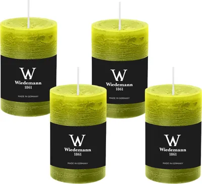 Produktbild von 4er Set Adventskranzkerzen Rustik Marble Kerzen durchgefärbt mit Abbrandschutz Apfelgrün 130 x 68 mm