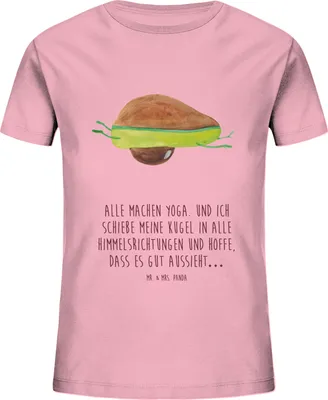 Produktbild von Mr. & Mrs. Panda Kleinkinder T-Shirt Avocado Yoga 5-6 Jahre (110/116) - Baumwolle Pink - Geschenk, Bauch, Haha, Teenager, Mädchen, Hilfe, Kindershirt, Kurzarm Kinder, Humor