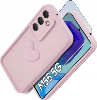 Zdjęcie produktu dla Etui do Samsung M55 5G silikonowe MATOWE serce + Szkło ochronne na ekran 9H