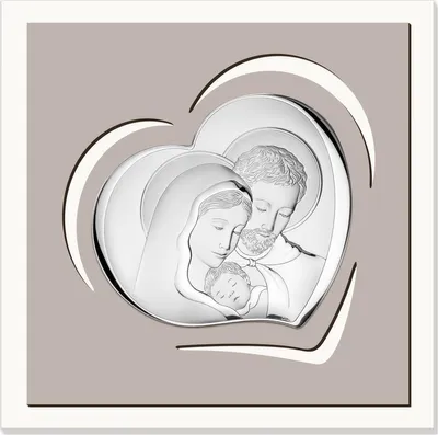 Produktbild von Modernes Gemälde Heilige Familie in Silber | Größe: 17x17 cm | Artikelnummer: VL81492/1L