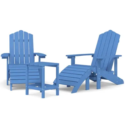 Immagine prodotto di Sedie Giardino Poggiapiedi e Tavolo Adirondack HDPE Blu Acqua