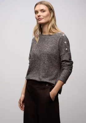 Produktbild von Street One Langarmshirt 'Softes Shirt mit Knöpfen', A324401, rustic brown mel., Gr. 38