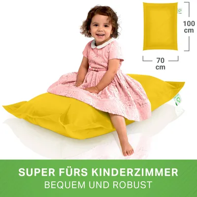 Produktbild von Green Bean® Kinder-Sitzsack 70x100cm mit 70 Liter EPS Perlen Füllung - Indoor & Outdoor - Gelb