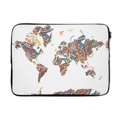 Produktbild von MuchoWow® Laptop Hülle 13 Zoll Weltkarte - Dekoration - Farben Laptoptasche - Laptophülle - Sleeve - Rundumschutz