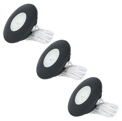 Image de HOFTRONIC - Lot de 3 spots LED encastrables plats 3W 2700K Noir IP44