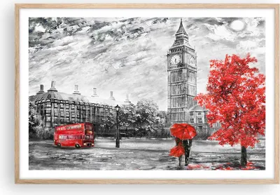 Produktbild von Gerahmtes Poster - Rahmen in heller Eiche - London Bus - 91,5x61 cm - Wand Bild - Wanddeko - Wandbilder - Kunstposter - Wandposter - Bilderrahmen - Bilder - Kunstdruck - Wandbild - P2NAA91x61-3866