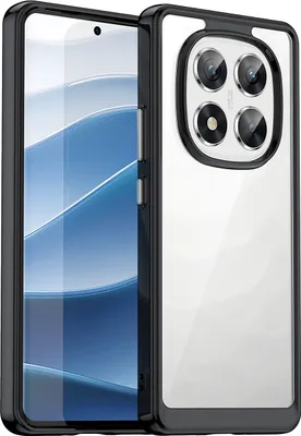 Produktbild von Schutzhülle für Xiaomi Redmi Note 14 Pro 5G Klar Rückseite Stoßfeste TPU Silikon Bumper Hülle Schwarz