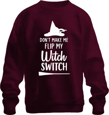 Obrázok produktu pre Nenúť ma prepínať čarodejnicu Halloween Spruch Lustig Hexenhut Uni mikina, bordová, S