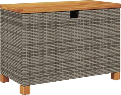 Obrázek produktu pro Zahradní úložný box šedý 80x40x48 cm polyratan akáciové dřevo
