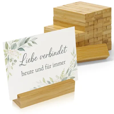 Immagine prodotto di ECENCE 20 pezzi porta biglietti in legno - Porta biglietti da tavolo in bambù per numeri da tavolo per matrimoni, battesimi