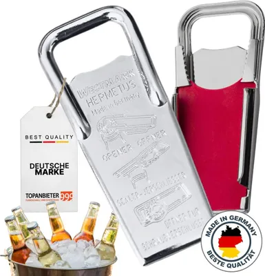 Produktbild von Flaschenöffner Hermetus aus Stahl - 3 in 1 Kapselheber, Hergestellt in Deutschland, Schraubverschlussöffner und Flaschenverschließer