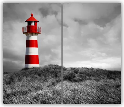 Produktbild von Tulup Glas-Herdabdeckplatte - 2x30x52cm - Glaskeramikkochfeld-Abdeckung Spritzschutz Zweiteilig Leuchtturm